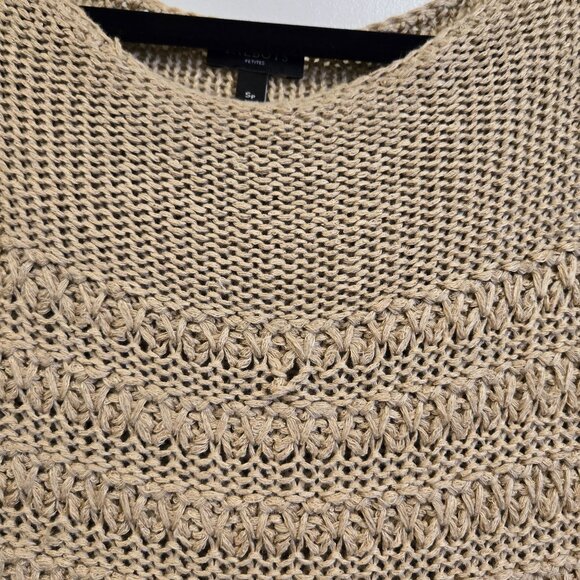 Talbots Petite Linen Short Sleeve Knit Top Size SP Beige Boho Nautical Beachy Co - Picture 3 of 8